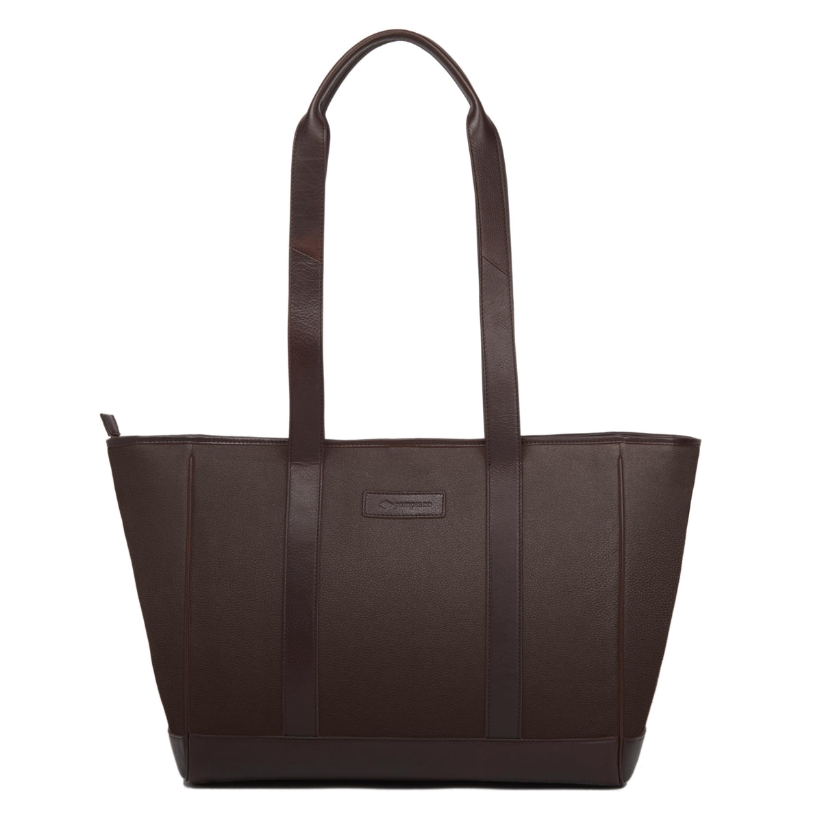 PAMPEANO Bolso tote bag - brown leather with cream stitching - image 3