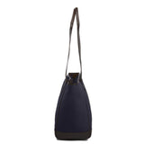 PAMPEANO Bolso tote bag - brown leather and navy canvas with cream stitching - image 2