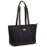 PAMPEANO Bolso tote bag - brown leather and navy canvas with cream stitching - image 5
