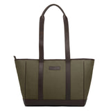 PAMPEANO Bolso tote bag - brown leather and forest canvas with cream stitching - image 3