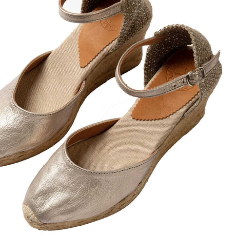 Penelope Chilvers High Mary Jane Metallic Leather Espadrille - Women's -  Champagne