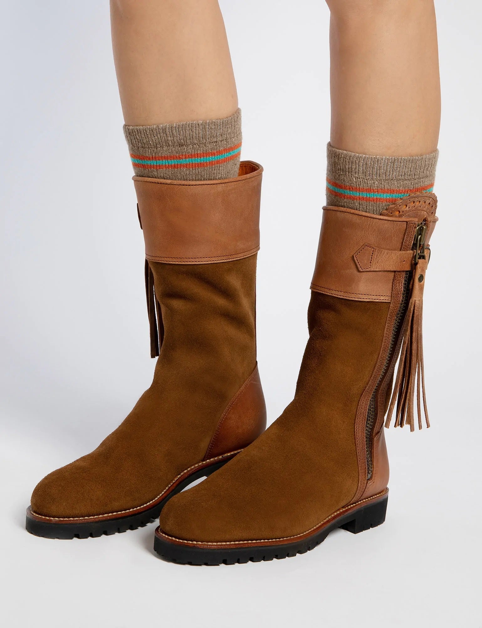 PENELOPE CHILVERS Inclement Midcalf Tassel Boots - Womens Waterproof Suede – Tan