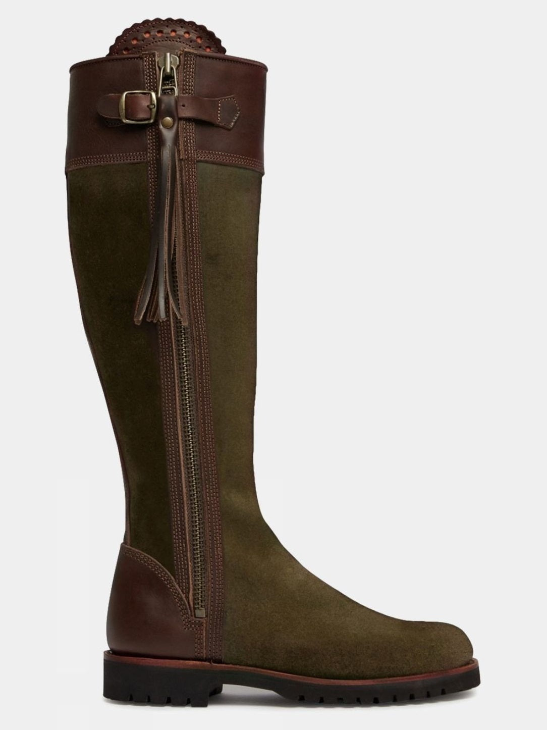 PENELOPE CHILVERS Inclement Tassel Boots - Womens Waterproof Suede - Seaweed/Conker