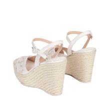 Load image into Gallery viewer, Penelope Chilvers Santorini Atelier Satin Embroidered Espadrille - Women&#39;s - Ivory
