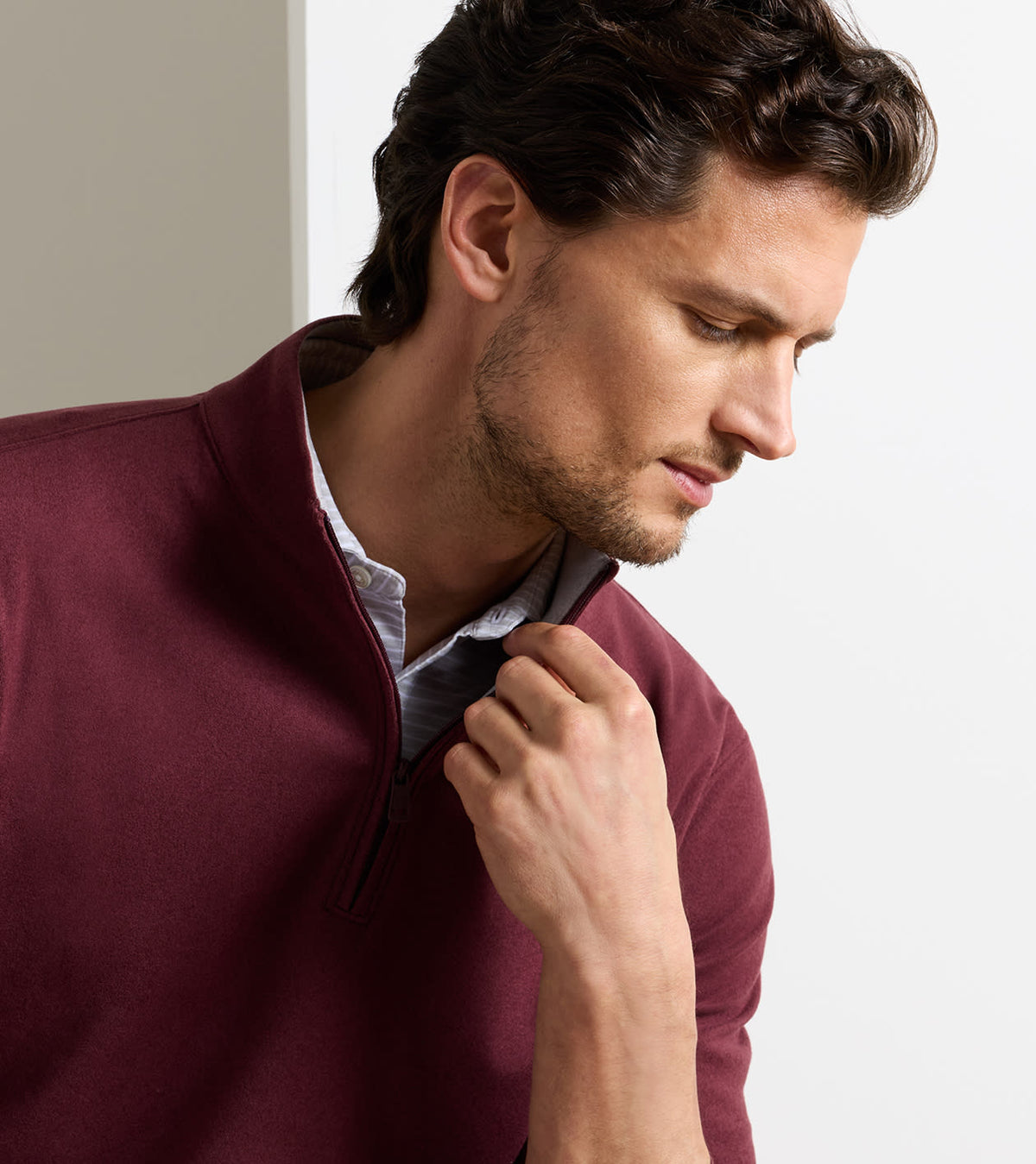 Peter Millar Ardent Air Performance Quarter-Zip in Bordeaux - view 5