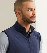 Peter Millar Ardent Air Performance Full-Zip Gilet in Navy - front collar and zip detail