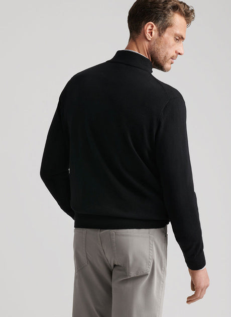 PETER MILLAR Autumn Crest Quarter Zip Sweater - Men's Classic Fit - Black