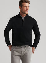 PETER MILLAR Autumn Crest Quarter Zip Sweater - Men's Classic Fit - Black