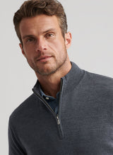 PETER MILLAR Autumn Crest Quarter Zip Sweater - Men's Classic Fit - Charcoal