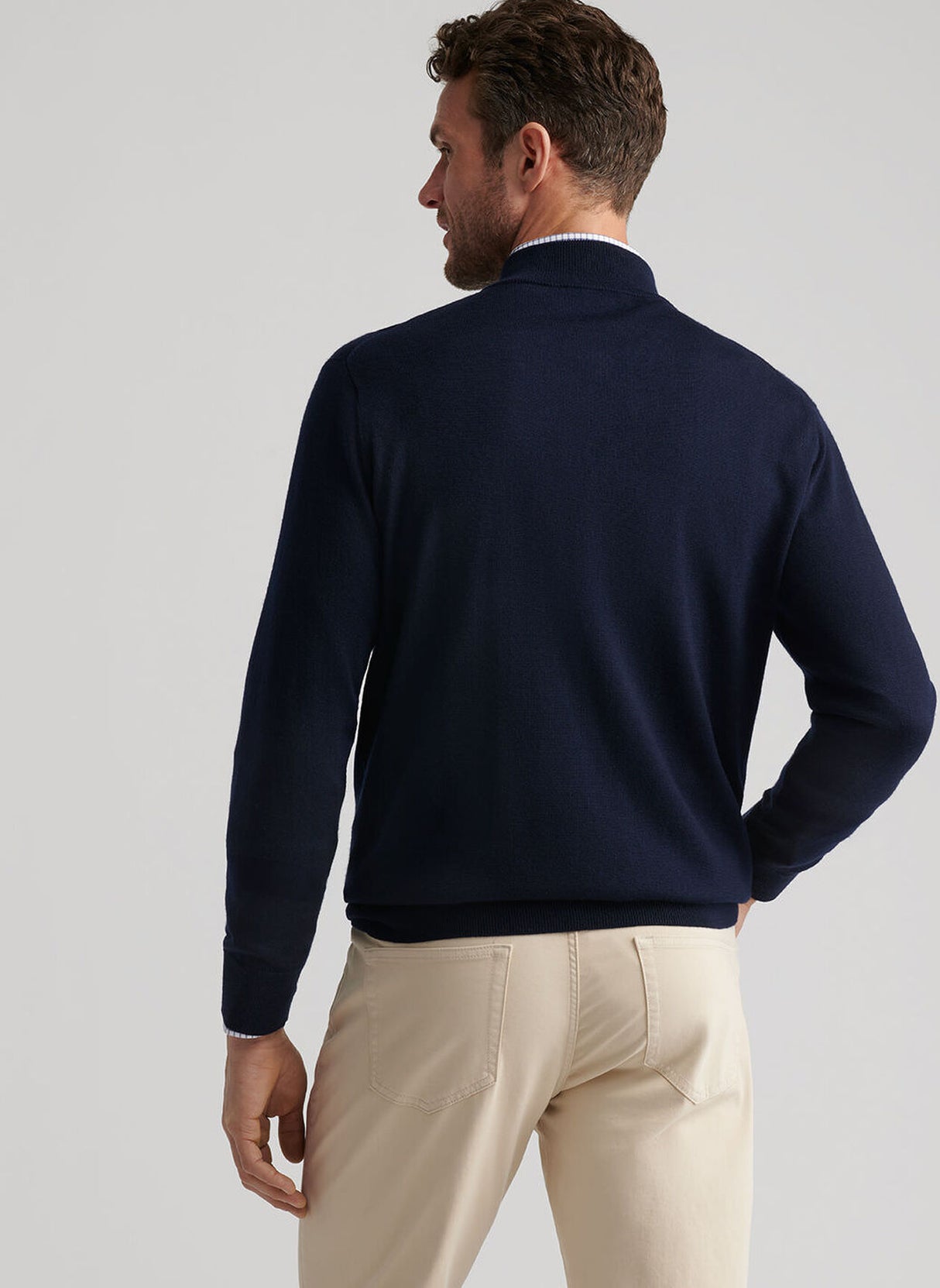 PETER MILLAR Autumn Crest Quarter Zip Sweater - Men's Classic Fit - Navy