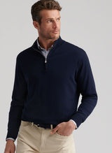 PETER MILLAR Autumn Crest Quarter Zip Sweater - Men's Classic Fit - Navy