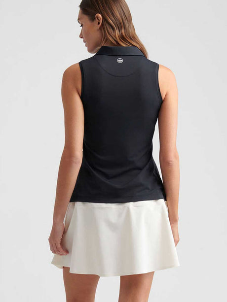 PETER MILLAR Banded Sports Mesh Sleeveless Polo - Womens - Black