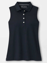 PETER MILLAR Banded Sports Mesh Sleeveless Polo - Womens - Black