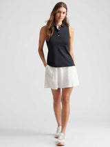 PETER MILLAR Banded Sports Mesh Sleeveless Polo - Womens - Black