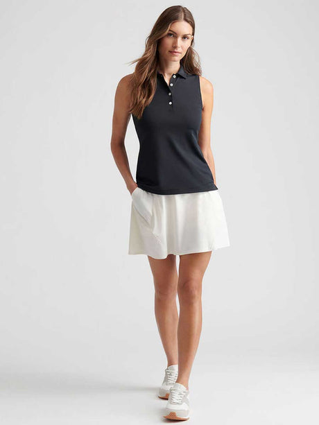 PETER MILLAR Banded Sports Mesh Sleeveless Polo - Womens - Black