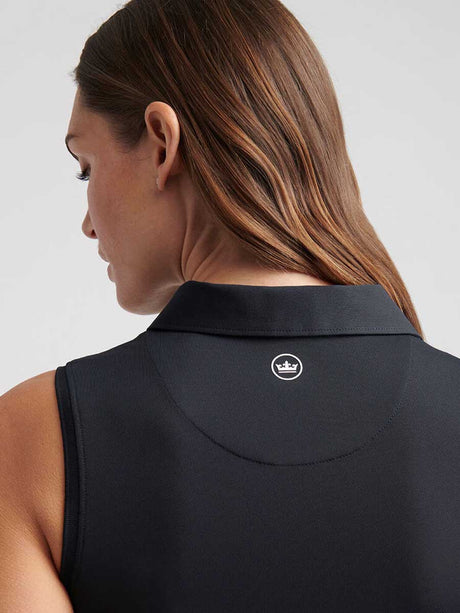 PETER MILLAR Banded Sports Mesh Sleeveless Polo - Womens - Black