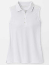 PETER MILLAR Banded Sports Mesh Sleeveless Polo - Womens - White
