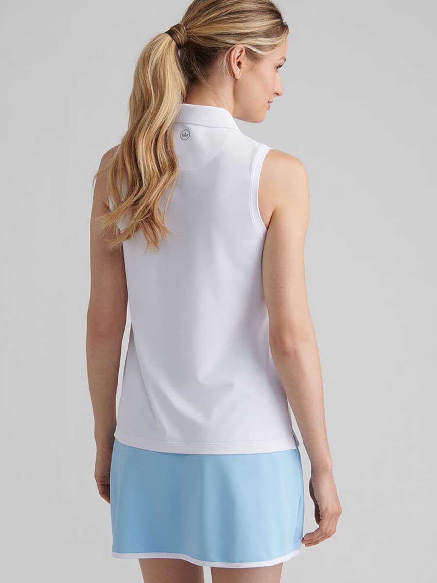 PETER MILLAR Banded Sports Mesh Sleeveless Polo - Womens - White