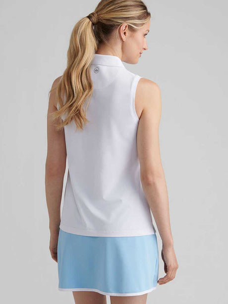 PETER MILLAR Banded Sports Mesh Sleeveless Polo - Womens - White