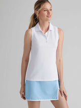 PETER MILLAR Banded Sports Mesh Sleeveless Polo - Womens - White