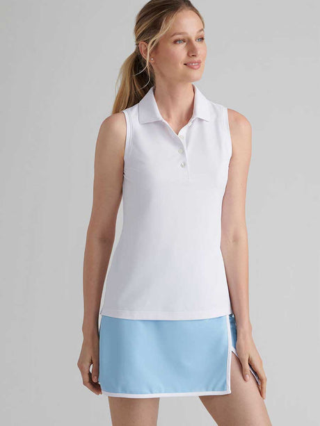 PETER MILLAR Banded Sports Mesh Sleeveless Polo - Womens - White