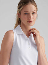 PETER MILLAR Banded Sports Mesh Sleeveless Polo - Womens - White