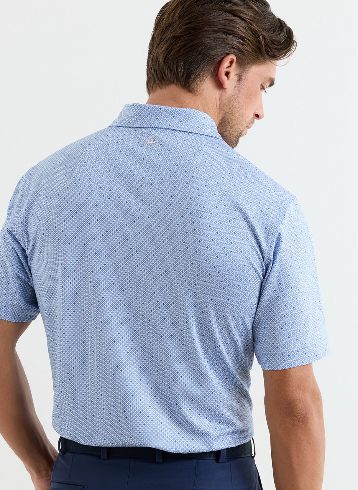 PETER MILLAR Barrier Performance Jersey Polo Shirt - Men's Classic Fit - Stream Blue