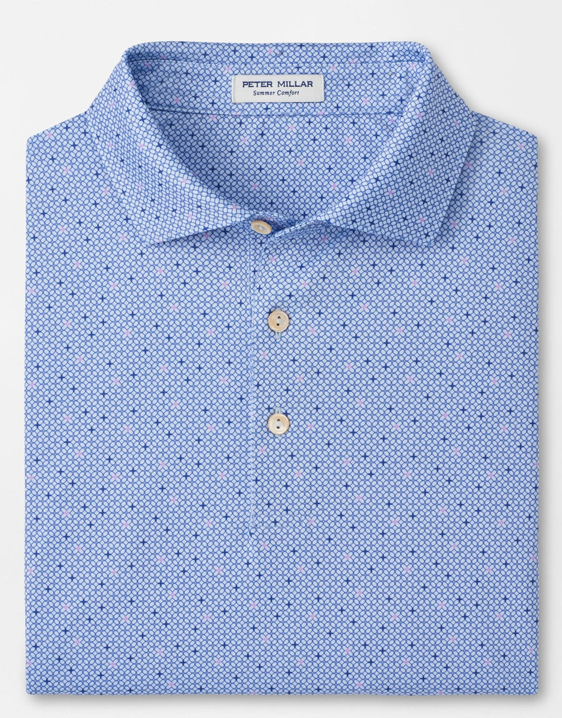 PETER MILLAR Barrier Performance Jersey Polo Shirt - Men's Classic Fit - Stream Blue