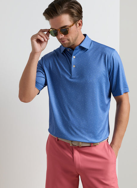 PETER MILLAR Barrier Performance Jersey Polo Shirt - Men's Classic Fit - Windsor Blue