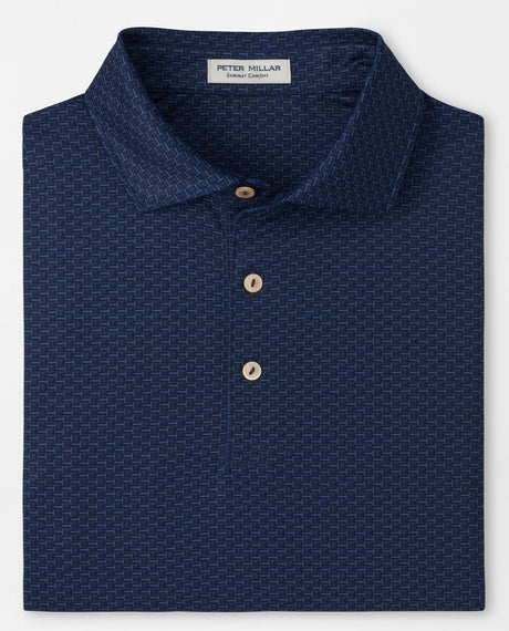 PETER MILLAR Bunker Bar Performance Jersey Polo Shirt - Men's Classic Fit - Navy