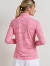 PETER MILLAR Bunker Stripes Perth Performance Quarter-Zip - Womens - Calabrian Red