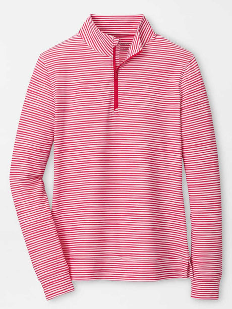 PETER MILLAR Bunker Stripes Perth Performance Quarter-Zip - Womens - Calabrian Red