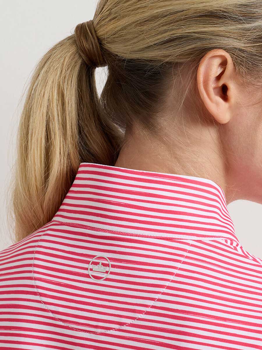 PETER MILLAR Bunker Stripes Perth Performance Quarter-Zip - Womens - Calabrian Red