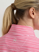 PETER MILLAR Bunker Stripes Perth Performance Quarter-Zip - Womens - Calabrian Red
