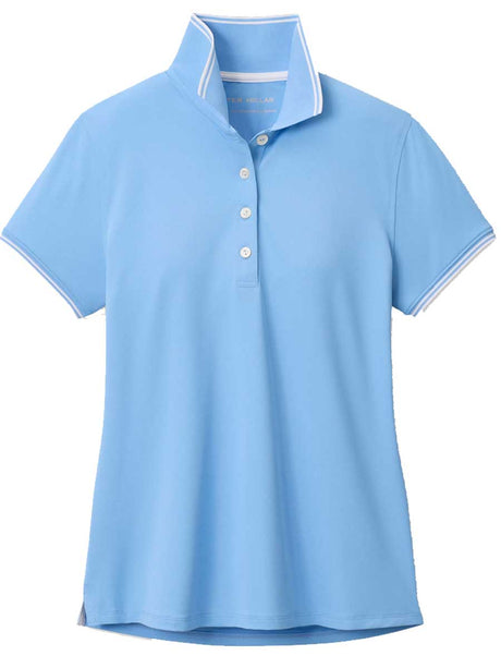 PETER MILLAR Canterbury Tipped Sport Mesh Polo - Womens - Cottage Blue / White
