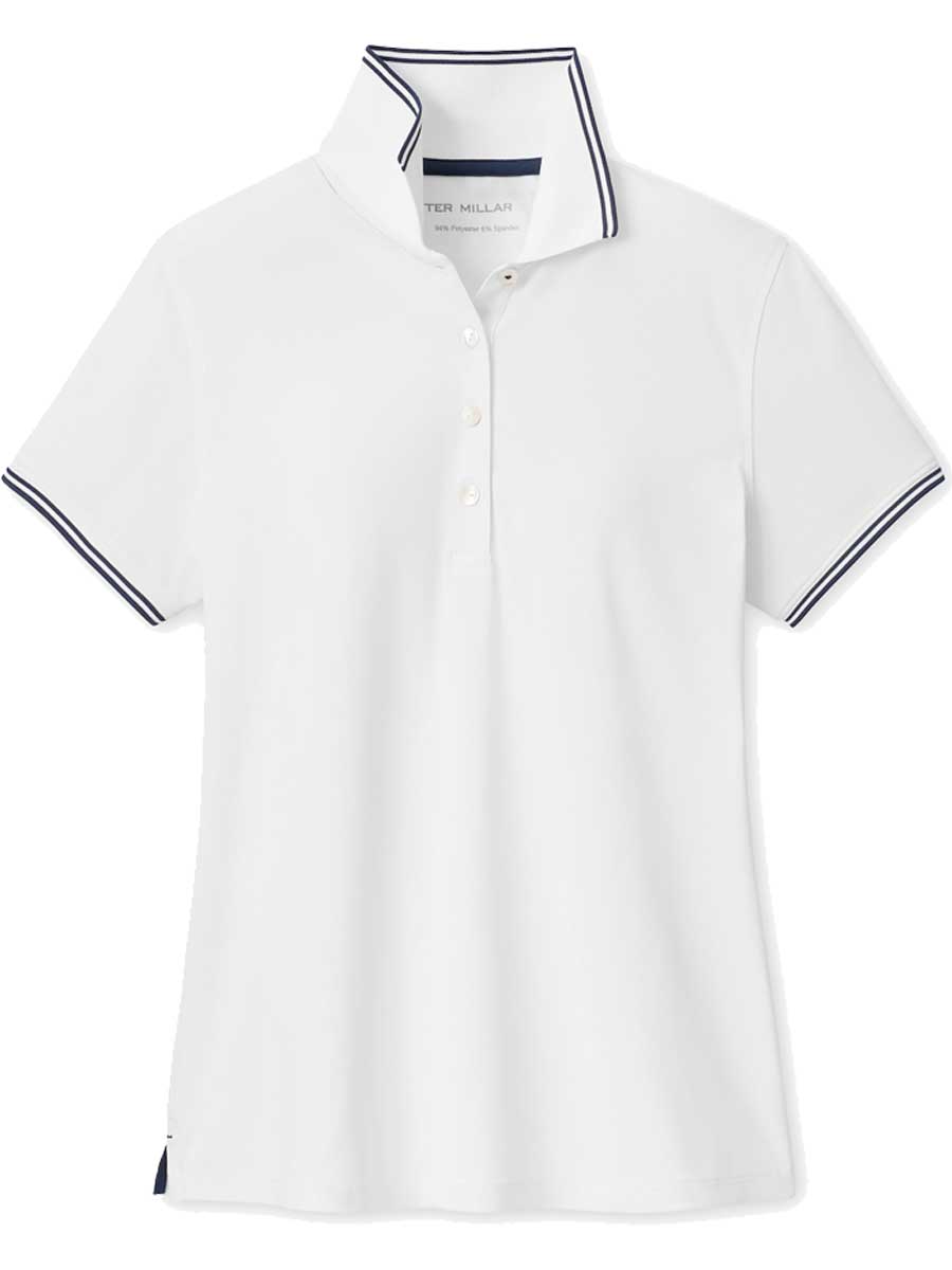 PETER MILLAR Canterbury Tipped Sport Mesh Polo - Womens - White / Navy
