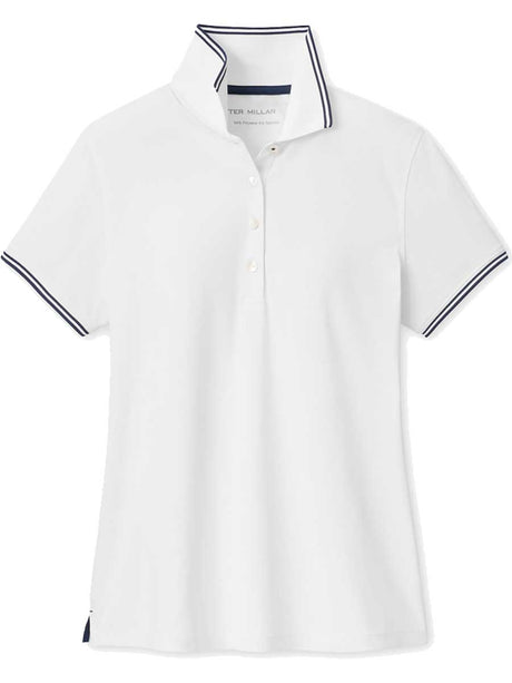 PETER MILLAR Canterbury Tipped Sport Mesh Polo - Womens - White / Navy