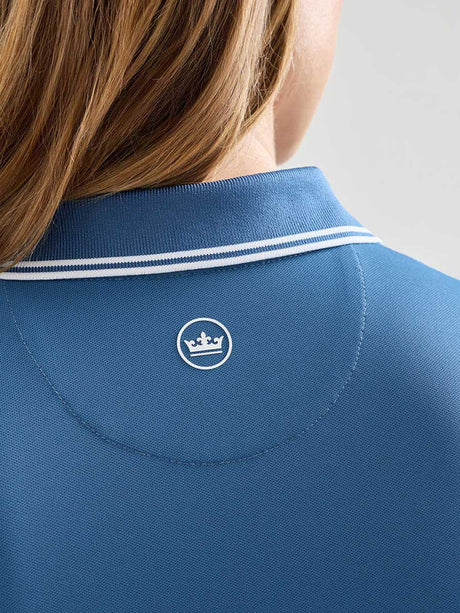 PETER MILLAR Canterbury Tipped Sport Mesh Sleeveless Polo - Womens - Windsor Blue / White