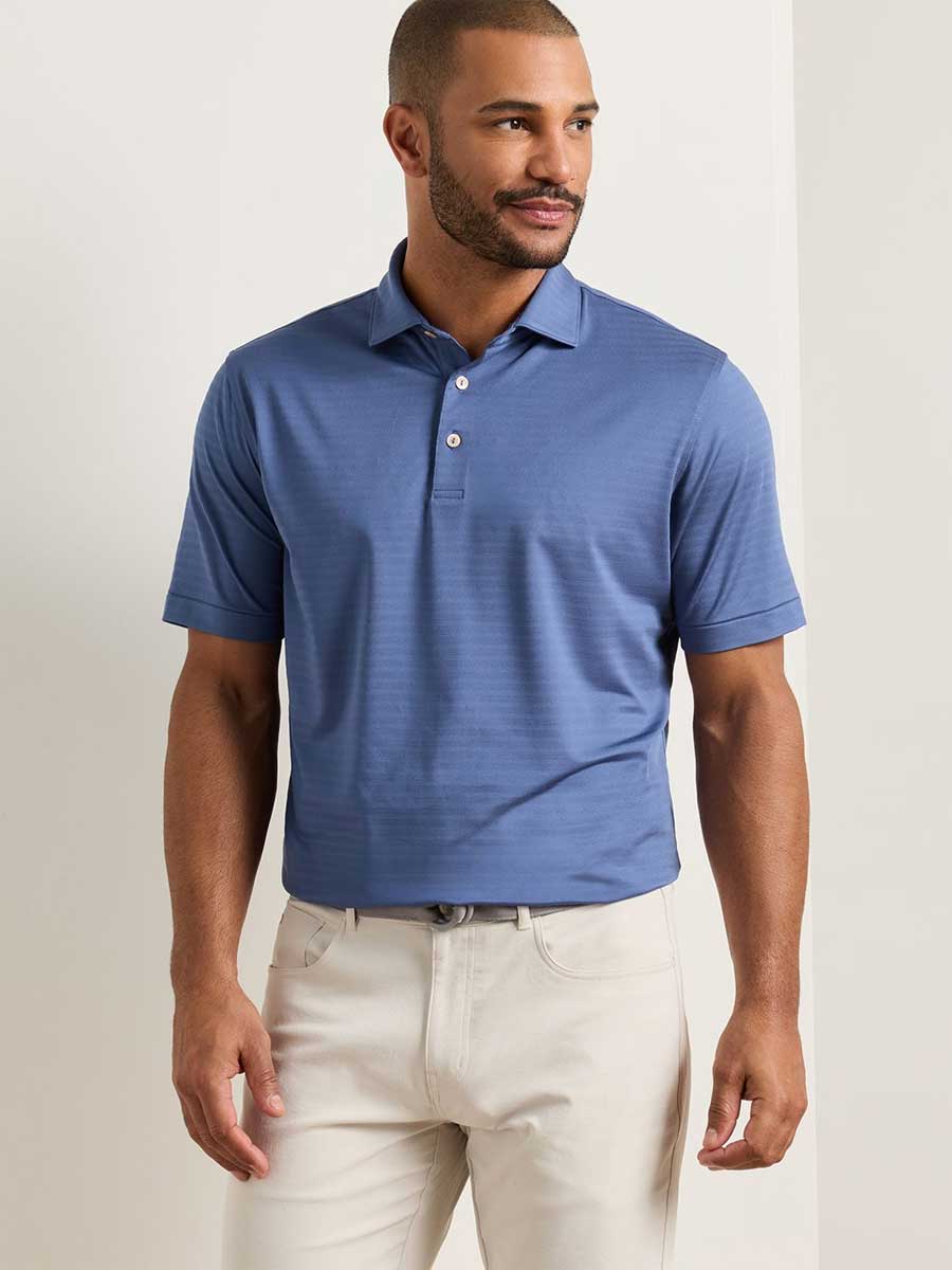 PETER MILLAR Clark Performance Jersey Polo Shirt - Men's Classic Fit - Bali Blue