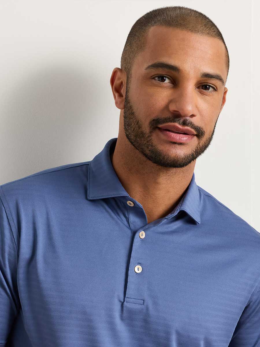 PETER MILLAR Clark Performance Jersey Polo Shirt - Men's Classic Fit - Bali Blue