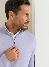 PETER MILLAR Coolspun Lite Cotton Quarter-Zip Sweater – Men's Classic Fit – Light Violet