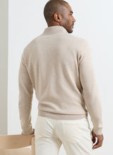 PETER MILLAR Coolspun Lite Cotton Quarter-Zip Sweater – Men's Classic Fit – Truffle