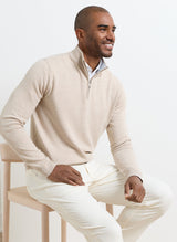 PETER MILLAR Coolspun Lite Cotton Quarter-Zip Sweater – Men's Classic Fit – Truffle
