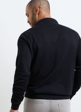 PETER MILLAR Crown Comfort Pique Quarter Zip Sweater - Men's Classic Fit - Black