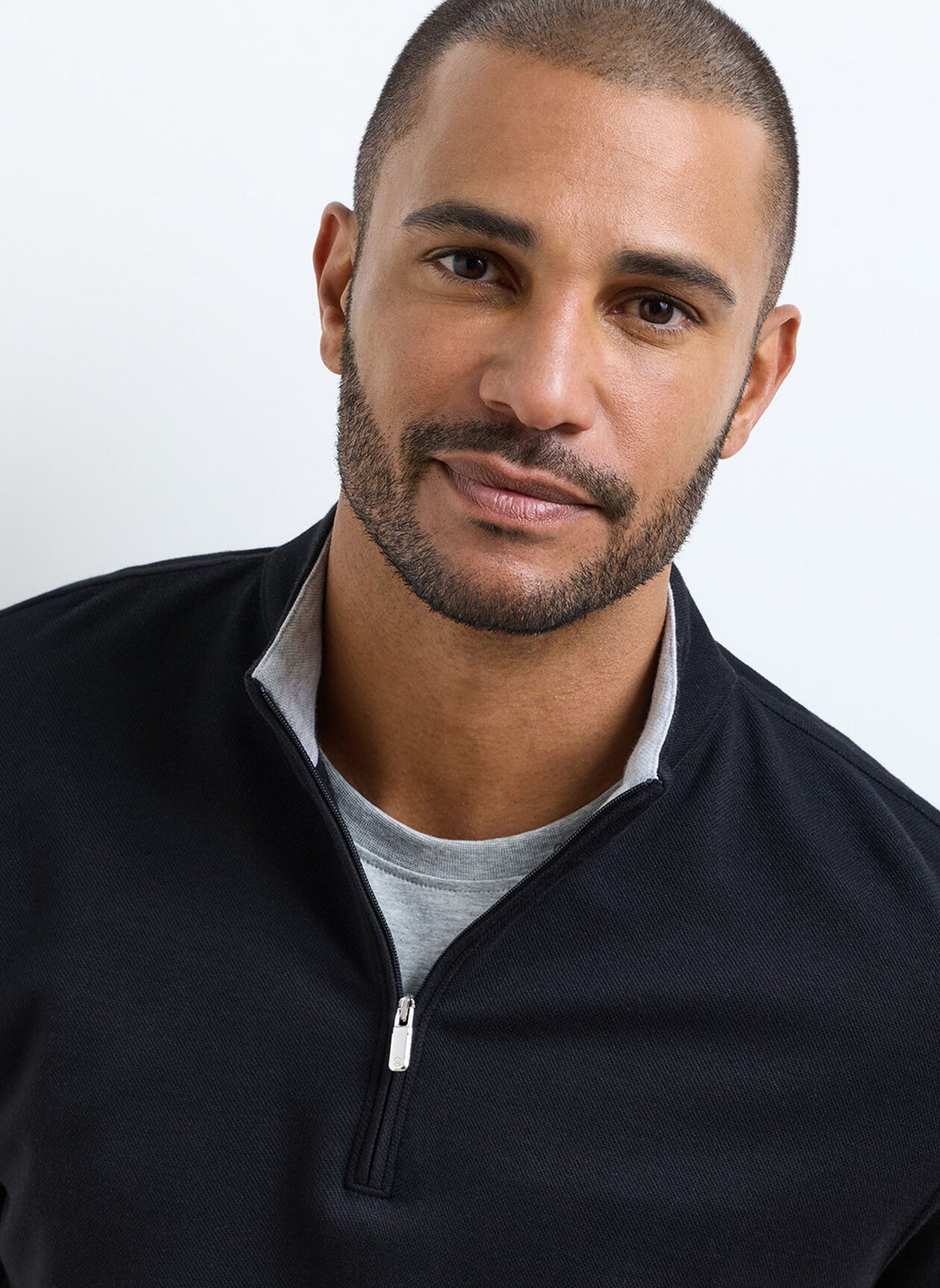 PETER MILLAR Crown Comfort Pique Quarter Zip Sweater - Men's Classic Fit - Black