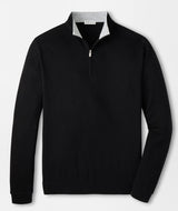 PETER MILLAR Crown Comfort Pique Quarter Zip Sweater - Men's Classic Fit - Black
