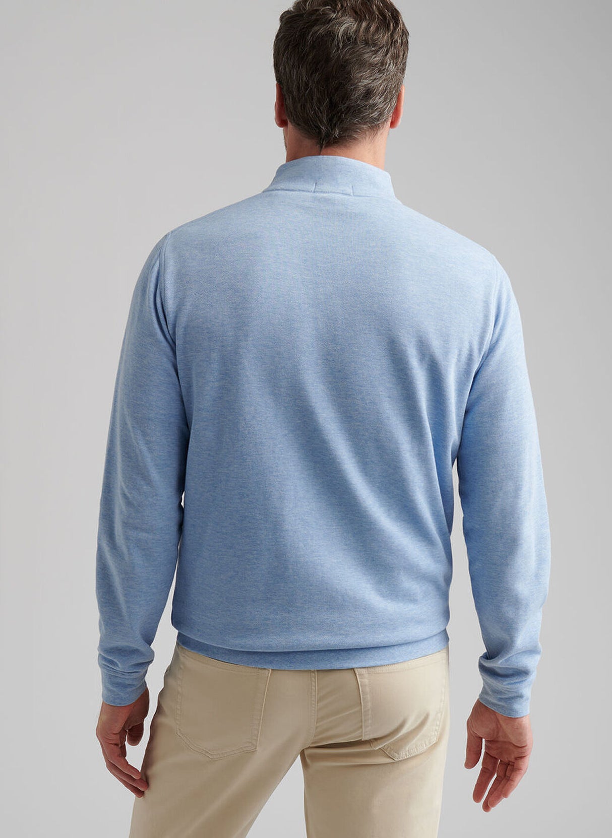 PETER MILLAR Crown Comfort Pique Quarter Zip Sweater - Men's Classic Fit - Cottage Blue