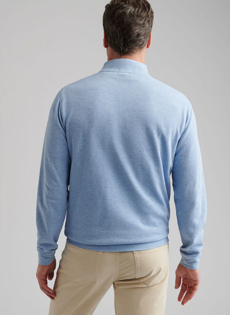 PETER MILLAR Crown Comfort Pique Quarter Zip Sweater - Men's Classic Fit - Cottage Blue