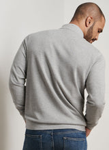 PETER MILLAR Crown Comfort Pique Quarter Zip Sweater - Men's Classic Fit - Light Grey