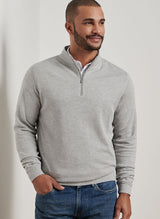 PETER MILLAR Crown Comfort Pique Quarter Zip Sweater - Men's Classic Fit - Light Grey